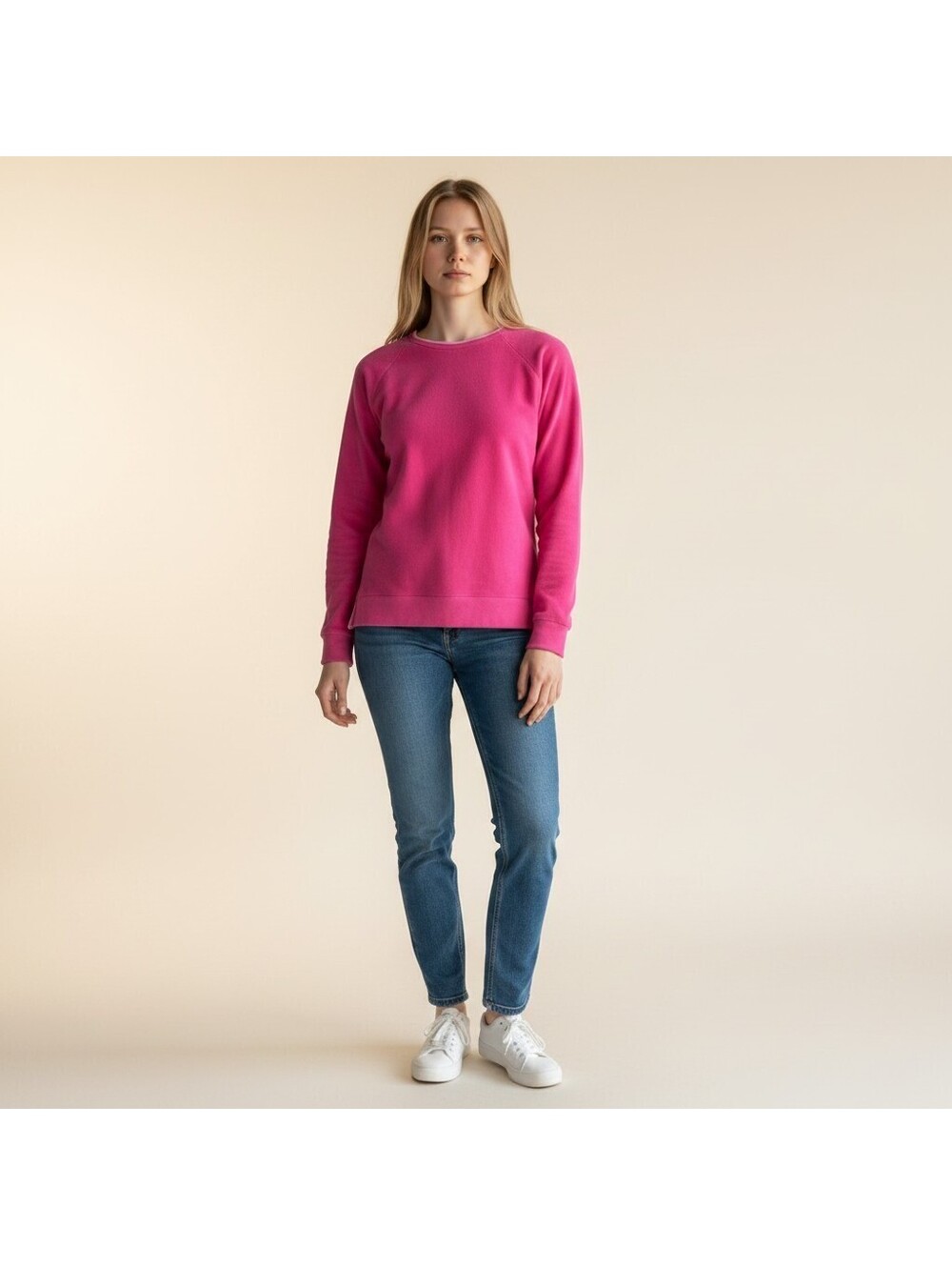 Lands' End Sweater Pullover Women 10-12 Pink Fleece Long Sleeve Soft Cozy Casual